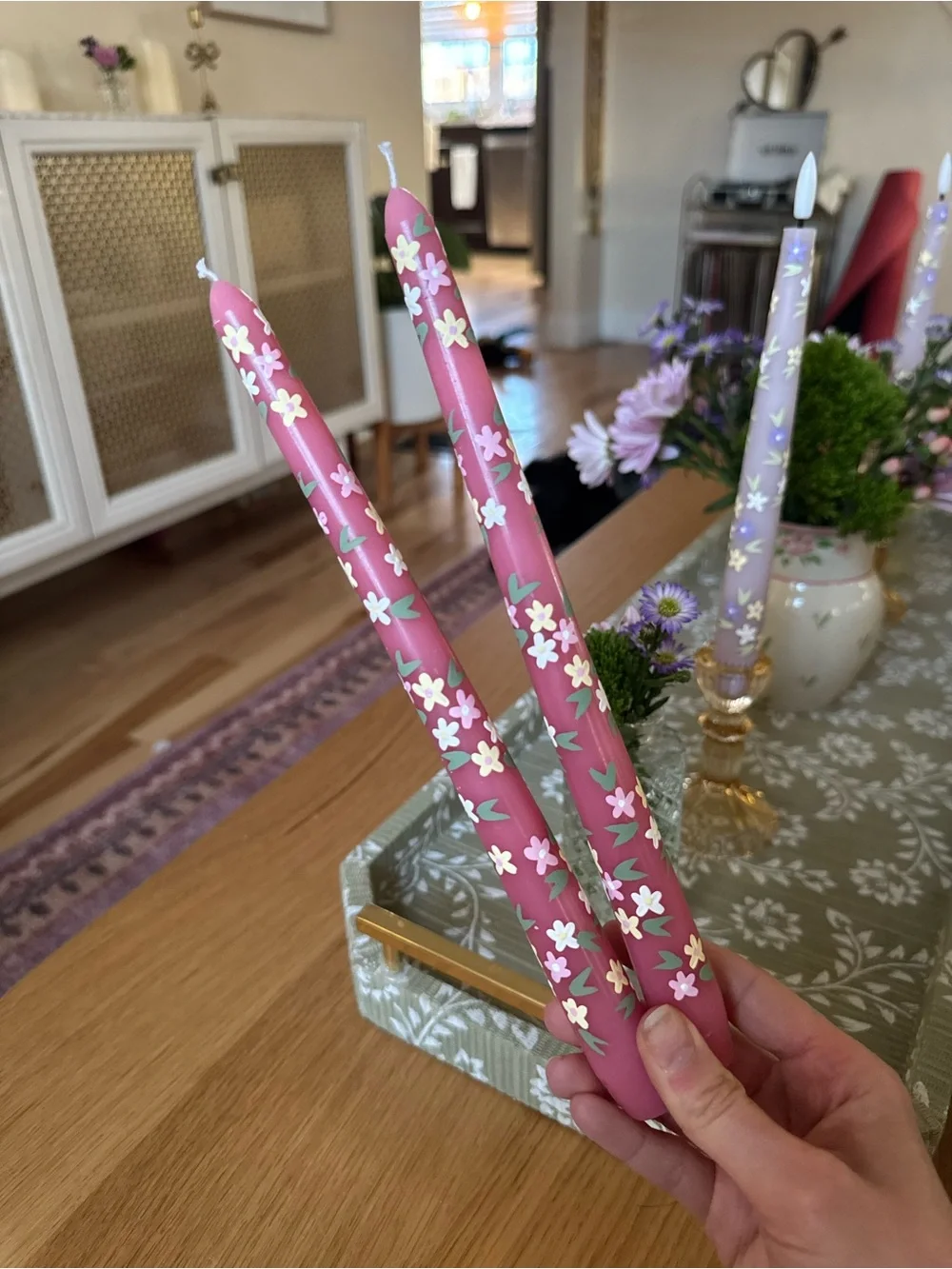 Hand painted taper candles